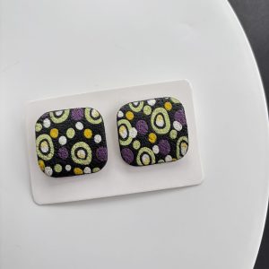 Сережки-цвяшки серії «Конфеті» Фіолетовий Салатовий