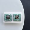 Квадратні сережки-цвяшки «Artifact» (Бірюзові, шоколадно- срібляста серединка)
