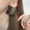 Квадратні сережки-цвяшки «Texture Mix» Оливковий