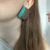 Квадратні сережки-цвяшки «Texture Mix» Бірюзовий