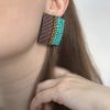 Квадратні сережки-цвяшки «Texture Mix» Бірюзовий